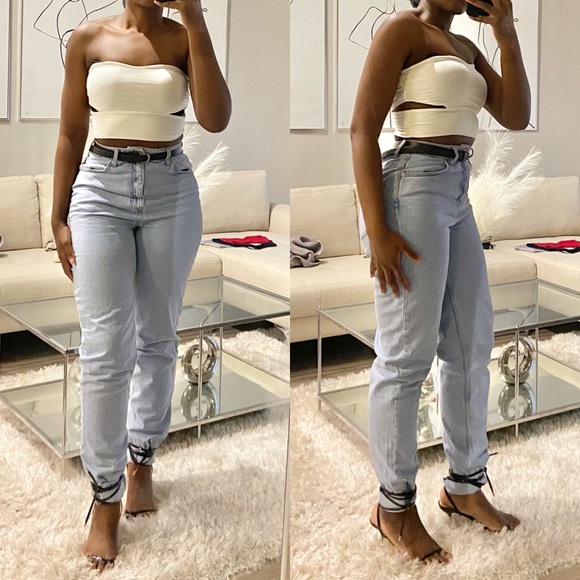 White Slinky Side Cut Out Bandeau - Picture 2 of 6